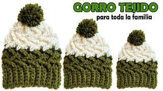 Hermoso Gorrito a Crochet Tejido para BEBES NIÑOS y ADULTOS  OTOÑO - INVIERNO realza crochet