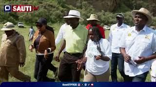 President Ruto and his last born daughter Nadia Cherono at the WRC Safari Rally Closing Ceremony