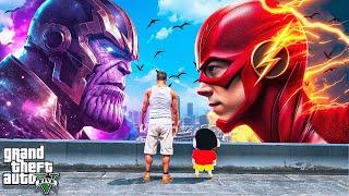 GTA 5 Flash Fight with Thanos To Save Avengers  Franklin & Shinchan  Flash Vs Thanos Fight GTA 5