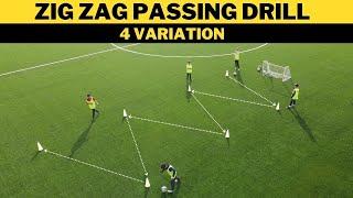 Zig Zag Passing Drill  4 Variation   U11 U12 U13