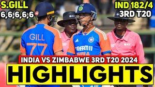 India vs Zimbabwe  3rd T20 Highlights 2024  IND vs ZIM 2024  IND vs ZIM 3rd T20 Highlights 2024