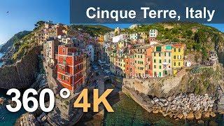 360° Cinque Terre Italy. 4K aerial video