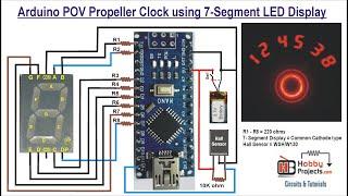 Arduino POV Propeller Clock using 7-Segment LED Display