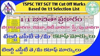 TSPSC TRT SGT TM Cut Off Marks Based On 11 Selection List  District Community & Gender wise