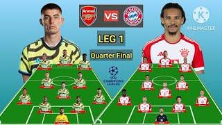 Predictions Line Up Arsenal vs Bayern Munchen 4-3-3 vs 4-3-3 Leg 1 Quarter Final UCL  Squad Update