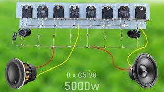 DIY Powerful Ultra Bass Amplifier 8 Transistor C5198 A1941  No IC  Simple circuit