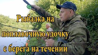 Рыбалка на поплавочную удочку с берега на течении.fishing