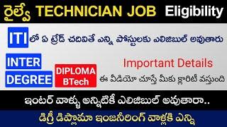 ITI లో ఏ trade వాళ్ళు ఏ technician పోస్ట్ కి eligible  RRB Technician posts eligibility ITI Inter