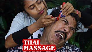 Asim Barber Received Thai Massage from Barber Girl Pakhi  Head Ear Neck Massage & Cracking  ASMR