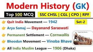 Modern History Top 500 MCQ  Set 2  Modern History for SSC exams  Modern History Gk