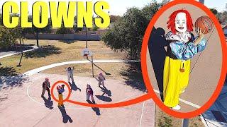 when your drone catches Clowns playing basketball DO NOT interrupt their game we took their ball