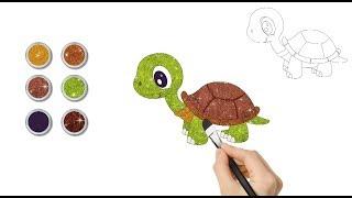 Glitter + How to Draw Turtle  Draw Art N Coloring activity for kids By EFlashApps