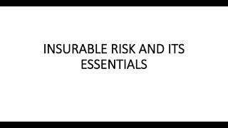 ESSENTIALS OF INSURABLE RISK  in Hindi #insurancemanagement