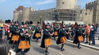 Gurkhas march back to barracks with the Irish drums and pipes changing of the guard 11.5.24