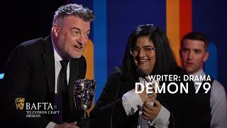 Bisha K. Ali and Charlie Brooker win Writer Drama for Demon 79  BAFTA TV Craft Awards 2024