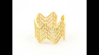Filigree Adjustable Zigzag RING in 925 Sterling Silver with Gold Bath