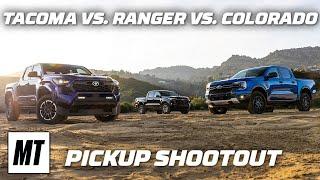 2024 Tacoma TRD Sport 4x4 vs Ford Ranger XLT 4x4 vs. Chevrolet Colorado Mid-Size Pickups Throw Down