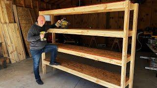 How to Build Garage Storage Shelves  DIY Heavy Duty Wooden Shelves