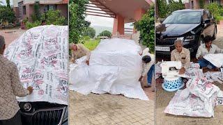 Handmade Car Cover Making - Reuse Old Plastic Bags