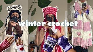 ‧͙*̩̩͙ winter + valentines day themed crochet cat beanie hand warmers scarf ‧͙*̩̩͙ ͙͛ ˚₊⋆