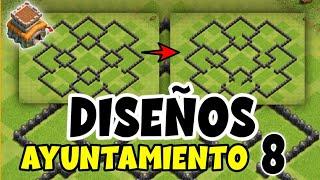 3 DISEÑOS De ALDEA  Ayuntamiento 8  TH8  Farming Base  Clash Of Clans + LINK