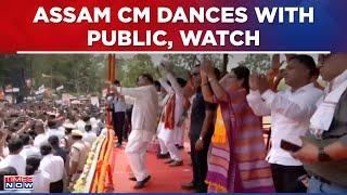 Watch Assam CM Himanta Biswa Sarma Dances His Heart Out With Public During Poll Campaign  Top News