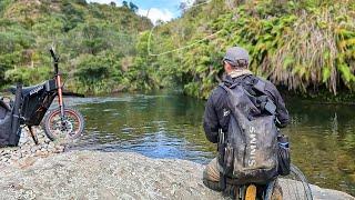 Dirt Bike Fly Fishing for Big NZ Trout Kugoo Wish 01