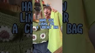Hand Sew Lining For Our Crochet Tote Bag  #crochetbag  #crochetideas #crochetfun #tote