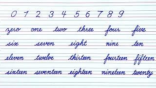 English cursive writing practice for beginner  Numbers name 1 to 20  Simple improve handwriting