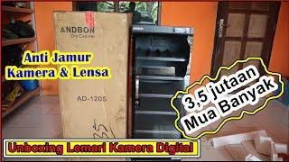 unboxing lemari kamera dan lensa andbon ad-120s anti jamur