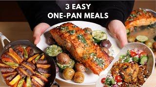 3 Easy One-Pan Meals Mediterranean Chicken Kofta & potato Lemon Dijon Salmon