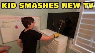 Kid Temper Tantrum Smashes Sisters NEW 40-Inch TV - FULL VIDEO