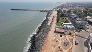 Puducherry Beach 2021 -Aerial View-4K Video-Drone Shots