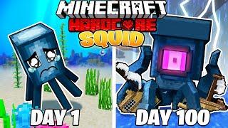 I Survived 100 DAYS as a SQUID in HARDCORE Minecraft