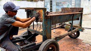 Repair Restoration Agricultural Machinery Of A Genius Boy Masterpiece Of A Mechanical Engineer