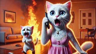 Kitten set House on Fire #cat #cute #ai #catlover #catvideos #cutecat #aiimages #aicat