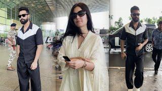 Handsome Hunk Vicky Kaushal & Katrina Kaif Spotted At Mumbai Airport