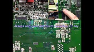 Amiga 1200 of missing pads traces and exploded ceramics