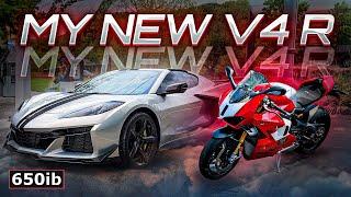 Driving MY C8 Z06 TO UNBOX & RIDE MY 2023 Ducati Panigale V4 R