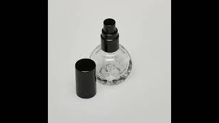14 oz 7.5ml Round-Cube Shaped Clear Glass Bottle Heavy Base Bottom with Fine Mist Spray Pumps