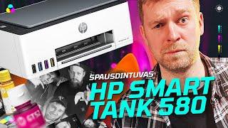 SPAUSDINTUVAS HP SMART TANK 580  VIENAS RAŠALO PAPILDYMAS TRIMS AR DAUGIAU METŲ  UNBOX RING