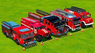 TRANSPORTING FIRE TRUCKS ON THE RACE TRACK with MACK POLICE TRUCKS Farming Simulator 22