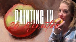 20 Minute Painting Video 7 - Green and Red Apple in Oils #twentyminutepainting #20minutepainting