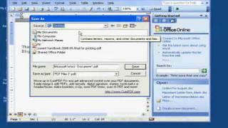 Using CutePDF to create a PDF Document