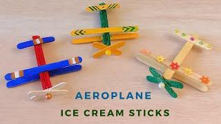 How to Make Ice Cream Stick AEROPLANE  Popsicle Stick Easy Crafts for Kids