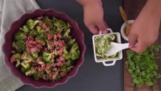 ESKORT Roasted broccoli with coriander pesto and crispy bacon