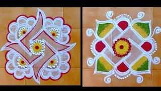 Swastik colour rangoli design Kolangal 4×4 dots Thiru Aarooran kolangal