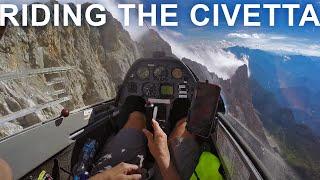 Glider flight to the summit of Mt. Civetta - dynamic wind from north-west