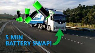 Faster than diesel? We do a battery swap on a big electric truck