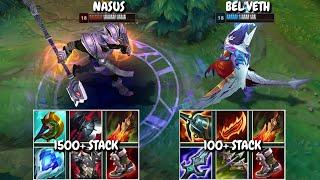 BELVETH vs 1500+ STACK NASUS FULL BUILD FIGHTS & Best Moments